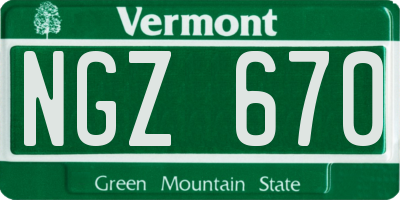 VT license plate NGZ670