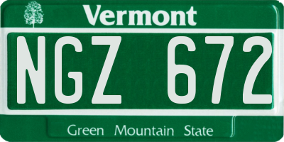 VT license plate NGZ672