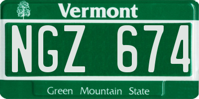 VT license plate NGZ674