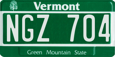 VT license plate NGZ704