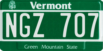 VT license plate NGZ707