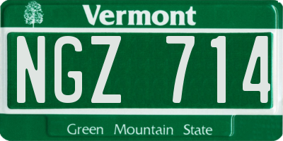 VT license plate NGZ714