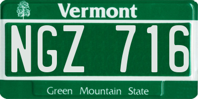 VT license plate NGZ716