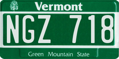 VT license plate NGZ718