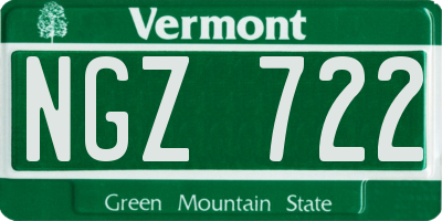 VT license plate NGZ722