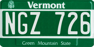 VT license plate NGZ726
