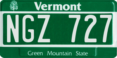 VT license plate NGZ727