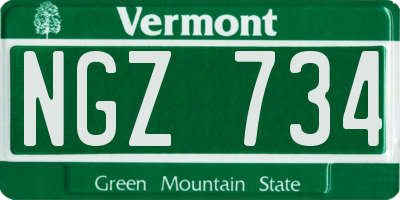 VT license plate NGZ734