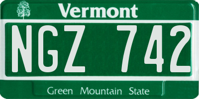 VT license plate NGZ742