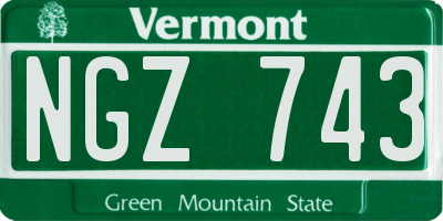 VT license plate NGZ743