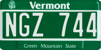 VT license plate NGZ744