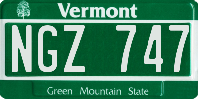 VT license plate NGZ747