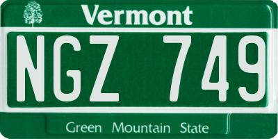 VT license plate NGZ749