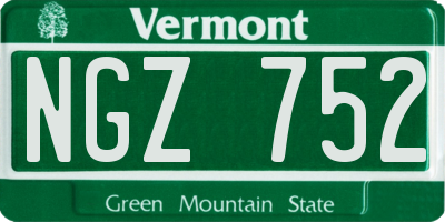VT license plate NGZ752