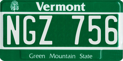 VT license plate NGZ756