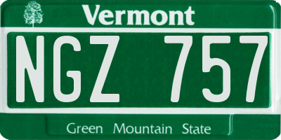 VT license plate NGZ757