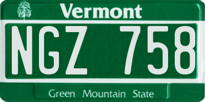 VT license plate NGZ758