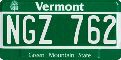 VT license plate NGZ762