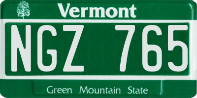 VT license plate NGZ765