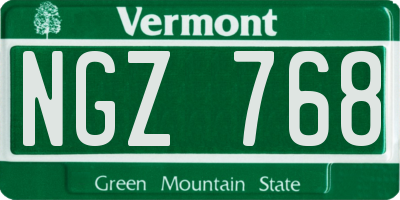 VT license plate NGZ768