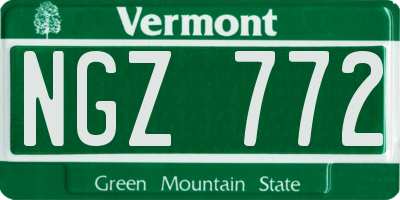 VT license plate NGZ772