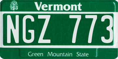 VT license plate NGZ773