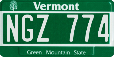 VT license plate NGZ774