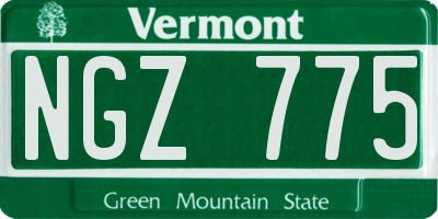 VT license plate NGZ775