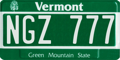 VT license plate NGZ777
