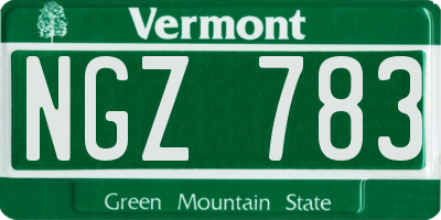VT license plate NGZ783