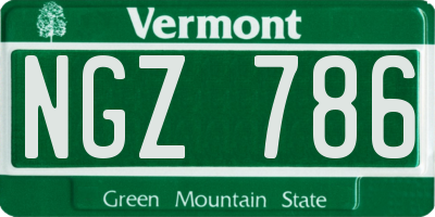 VT license plate NGZ786