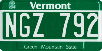 VT license plate NGZ792