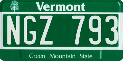 VT license plate NGZ793