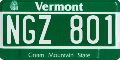 VT license plate NGZ801