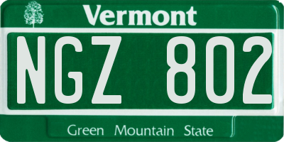 VT license plate NGZ802