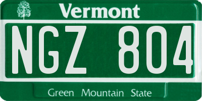 VT license plate NGZ804