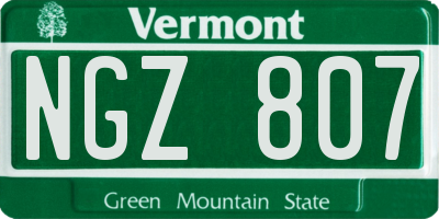 VT license plate NGZ807