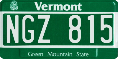 VT license plate NGZ815