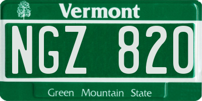 VT license plate NGZ820