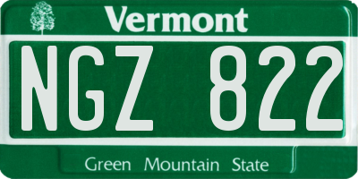 VT license plate NGZ822