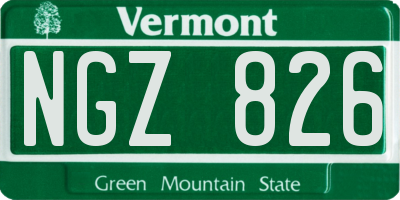 VT license plate NGZ826