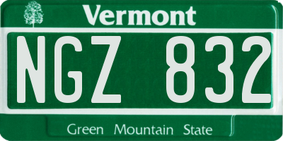 VT license plate NGZ832