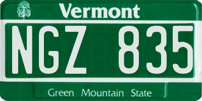 VT license plate NGZ835