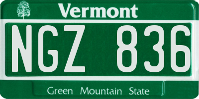 VT license plate NGZ836