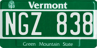 VT license plate NGZ838
