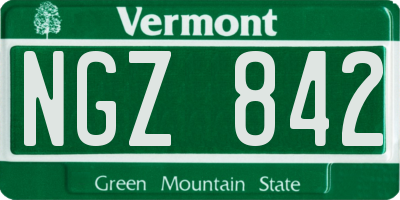 VT license plate NGZ842