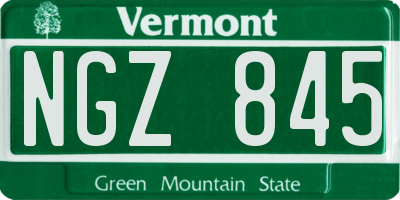 VT license plate NGZ845