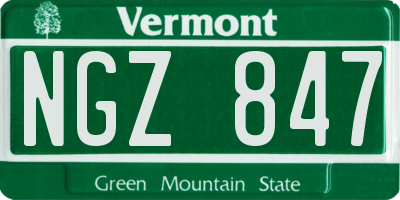 VT license plate NGZ847