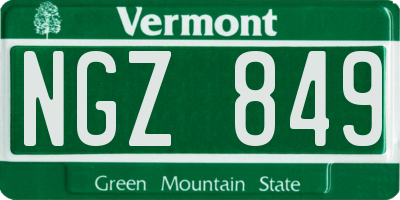 VT license plate NGZ849