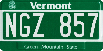 VT license plate NGZ857